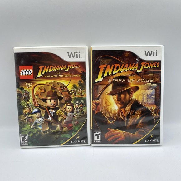 Indiana Jones Wii Game Lot LEGO Original Adventures Staff of Kings Complete Test - Picture 1 of 11